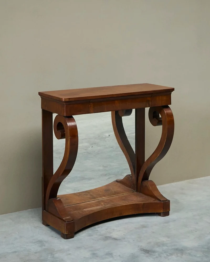 Sculptural Dutch Empire Console Table with Integrated Mirror Early 19th Century