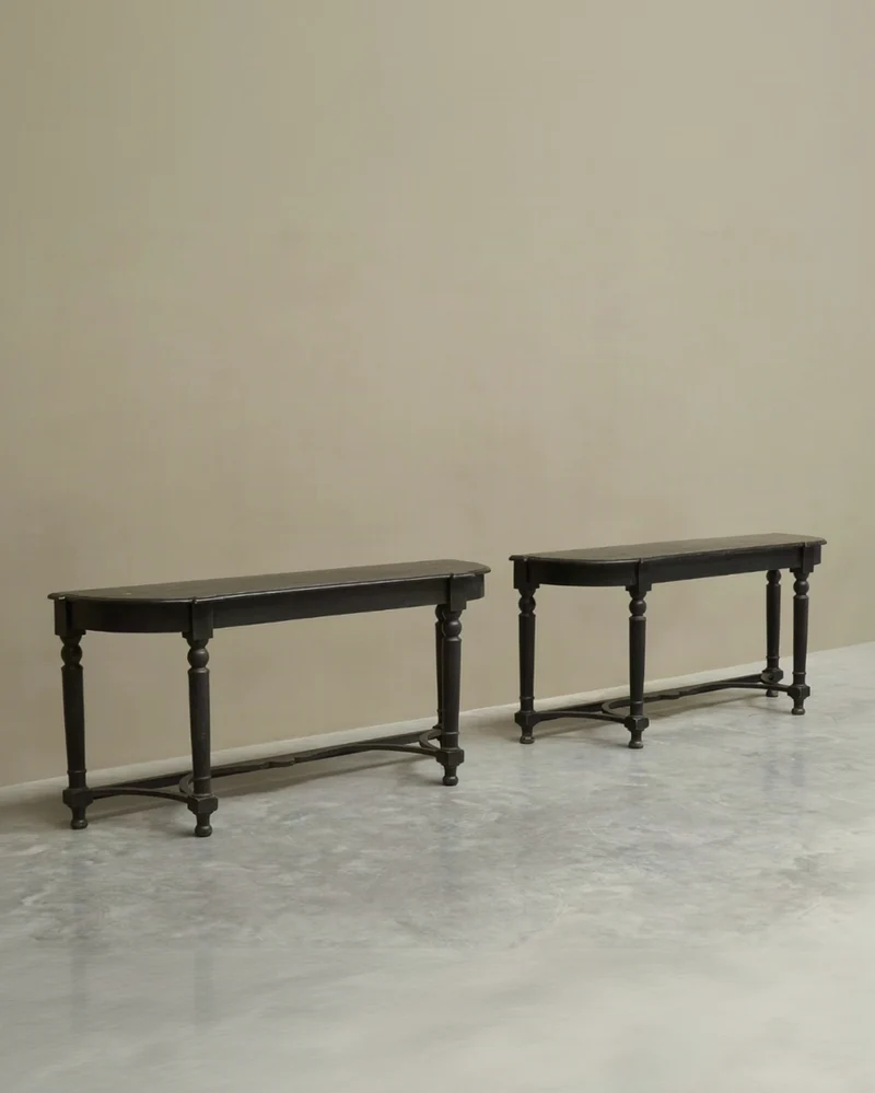 Pair of Ebonized Console Tables Early 19th Century