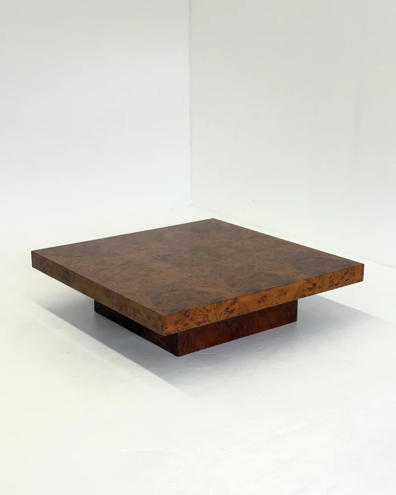 XL Square Coffee Table by Turri made of burl wood