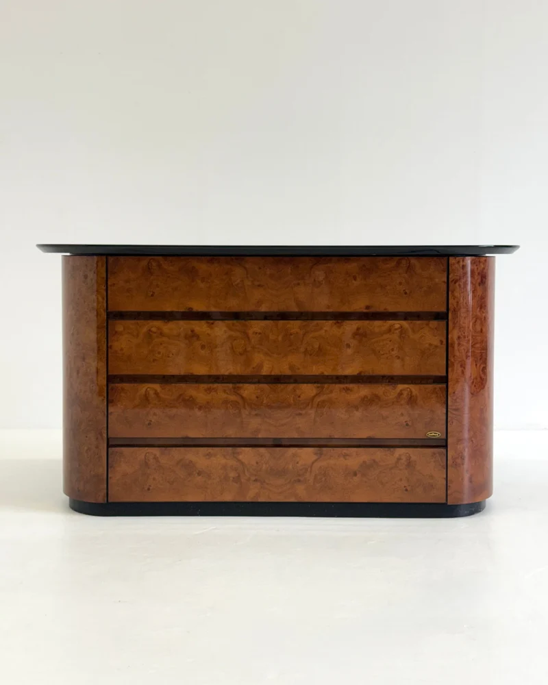Vintage Voltan Chest of Drawers in Lacquered Burl Wood