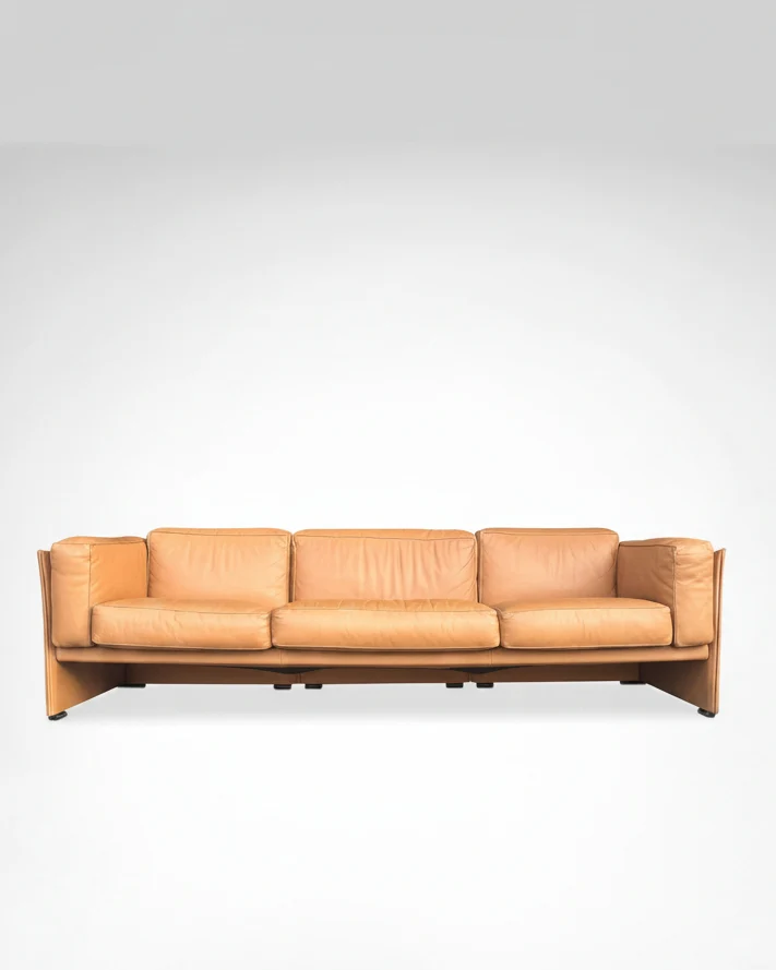 Duc Camel Leather 3-Seater Sofa by Mario Bellini for Cassina, 1990s