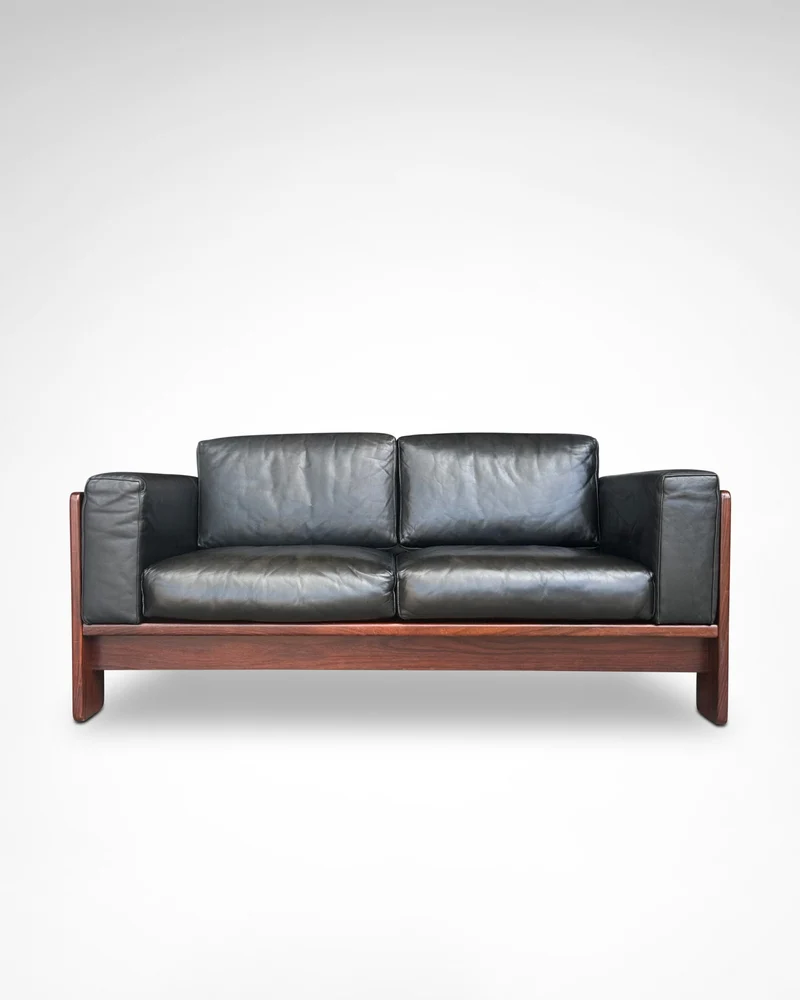 Bastiano 2-Seater Rosewood and Leather Sofa by Afra & Tobia Scarpa for Knoll International, 1980s