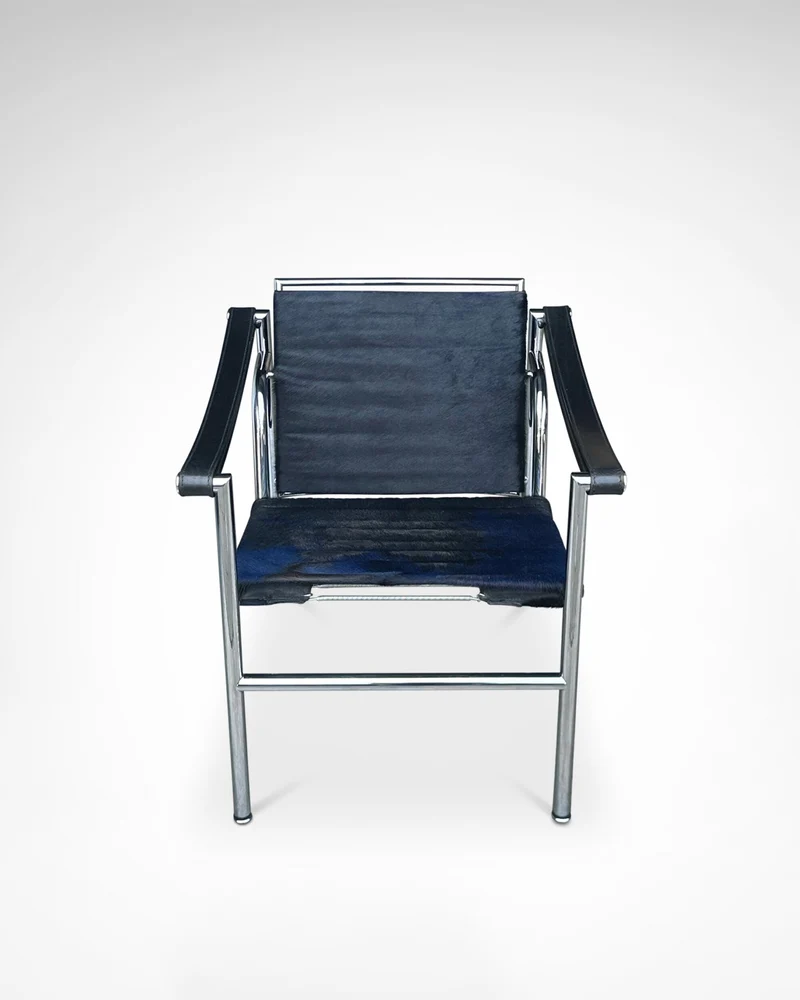 LC1 Blue and Black Ponyskin Armchair by Le Corbusier, Charlotte Perriand & Pierre Jeanneret for Cassina, 1990s