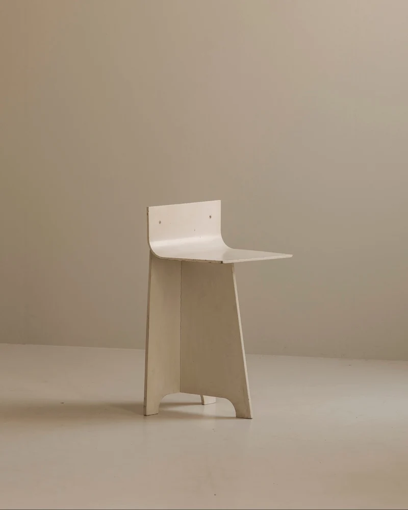 Decorative Sculptural French Off-White Plywood Accent Chair, 1940s