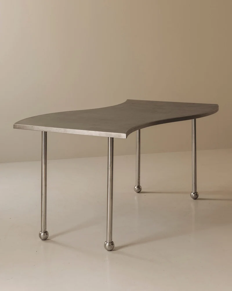 Postmodern Steel Free-Form Dining Table, France 1980s