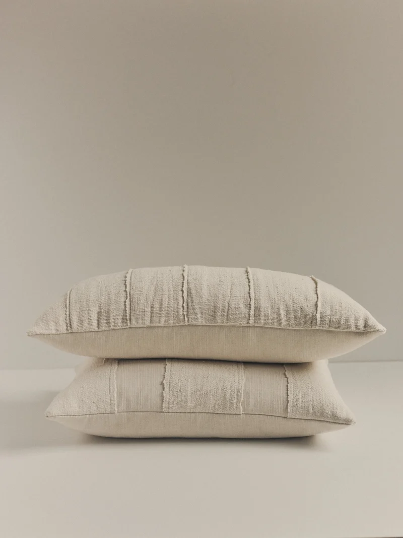 Handwoven White Textured Cushion