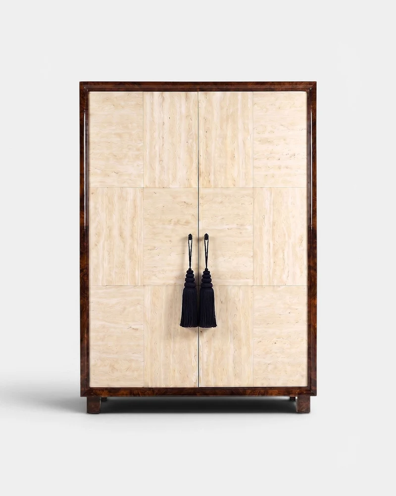 Emilie Travertine And Wood Cabinet