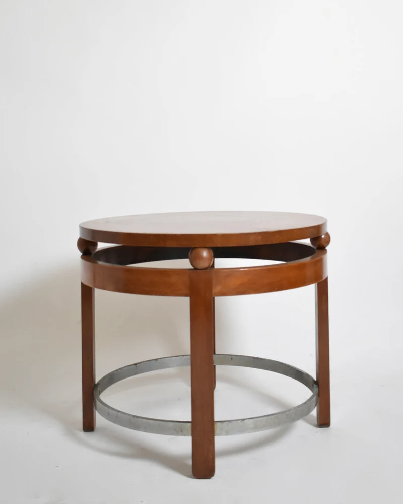 Modernist Round Wooden Pedestal Table, 1930s