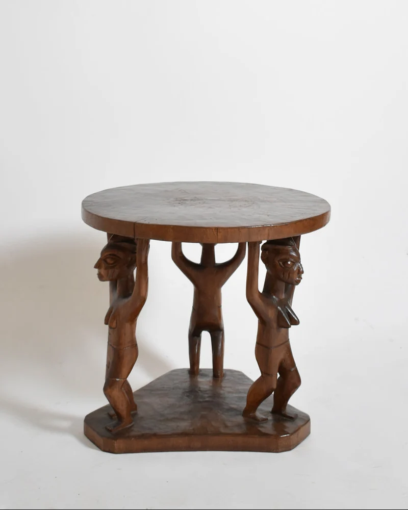 Monoxyl African Pedestal Round Table, 1960s