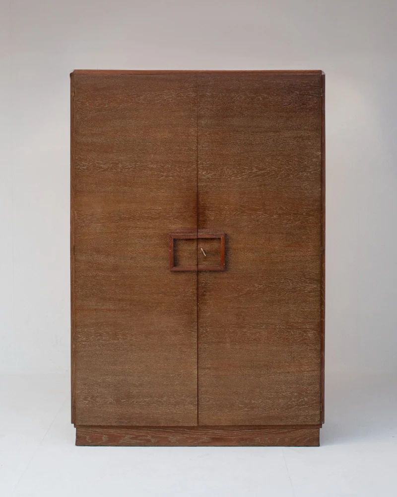 Claude Vassal Vintage Wardrobe Cabinet in Solid Oak
