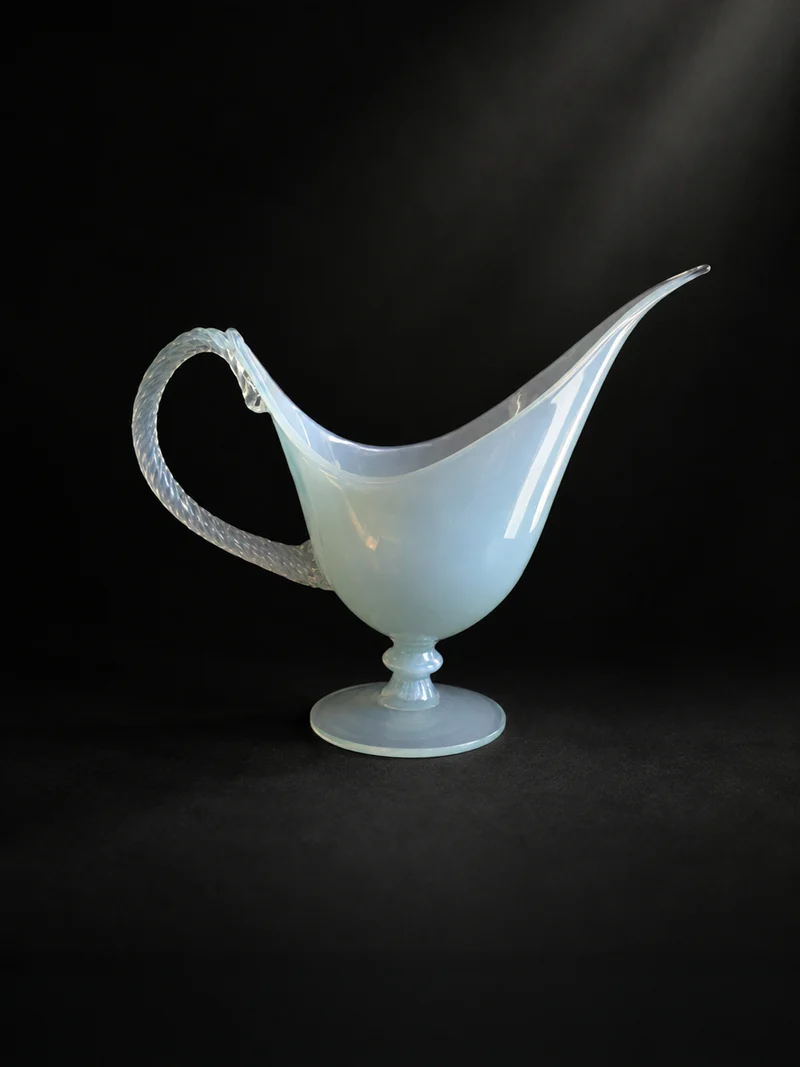 Iridescent Opaline Glass Sauce Boat - 1950s