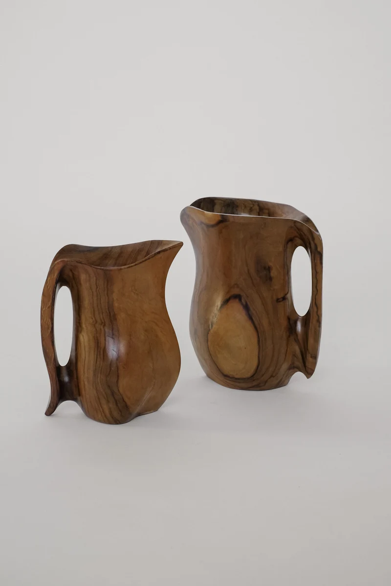 Handcrafted Vintage Wooden Pitchers