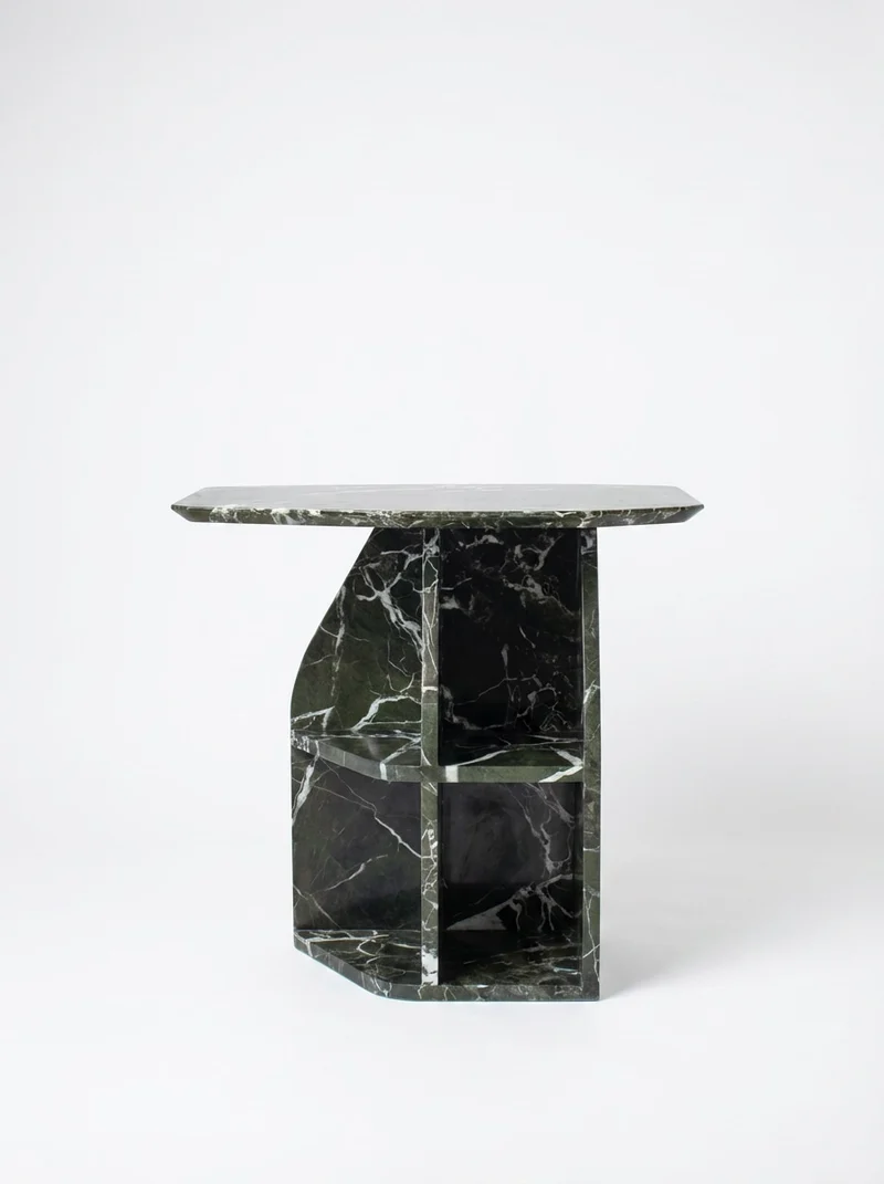 MATERA Side table in marble Verde Lepanto