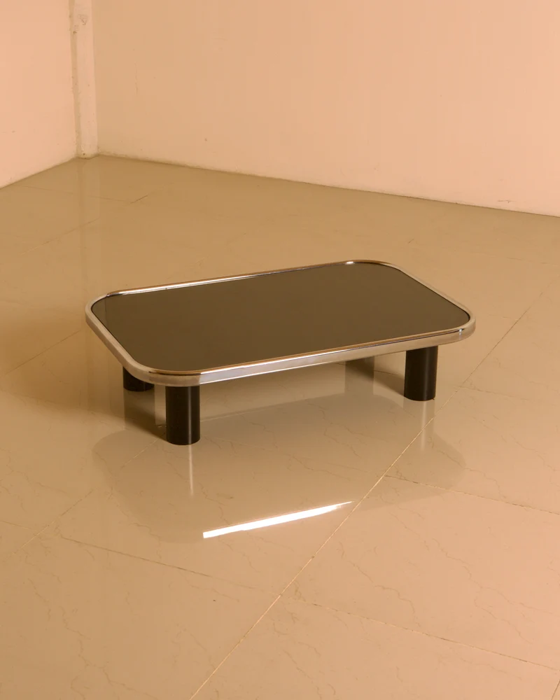 Smoked Mirror & Chrome Coffee Table, Willy Rizzo Style, 1970s Italy