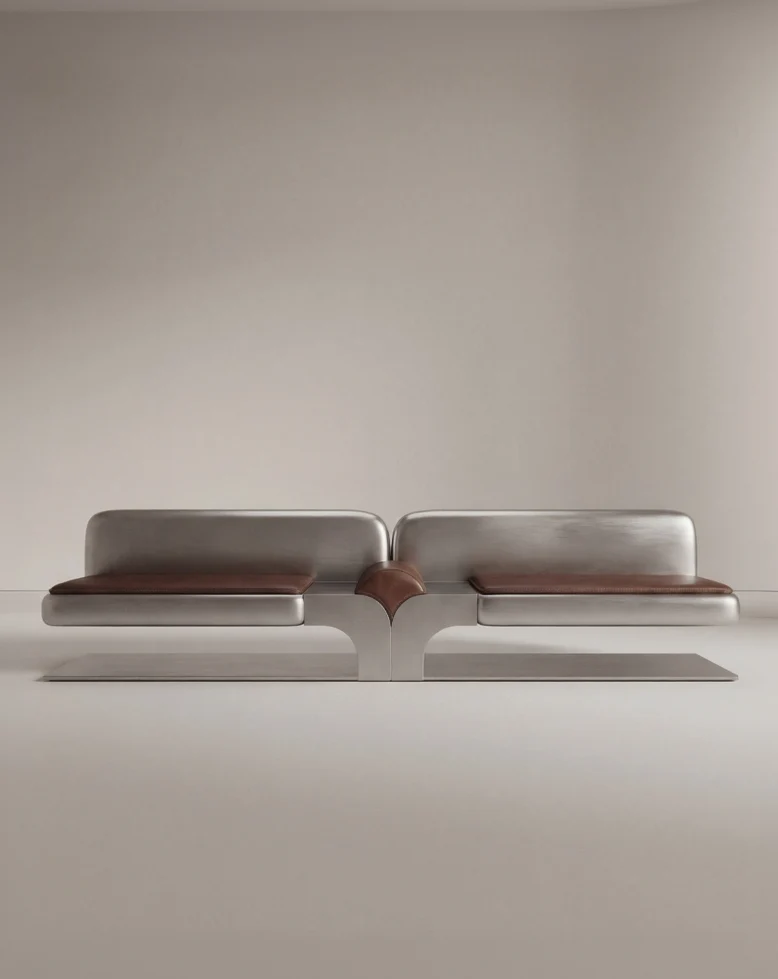 Confluence Sofa in Leather and Aluminium