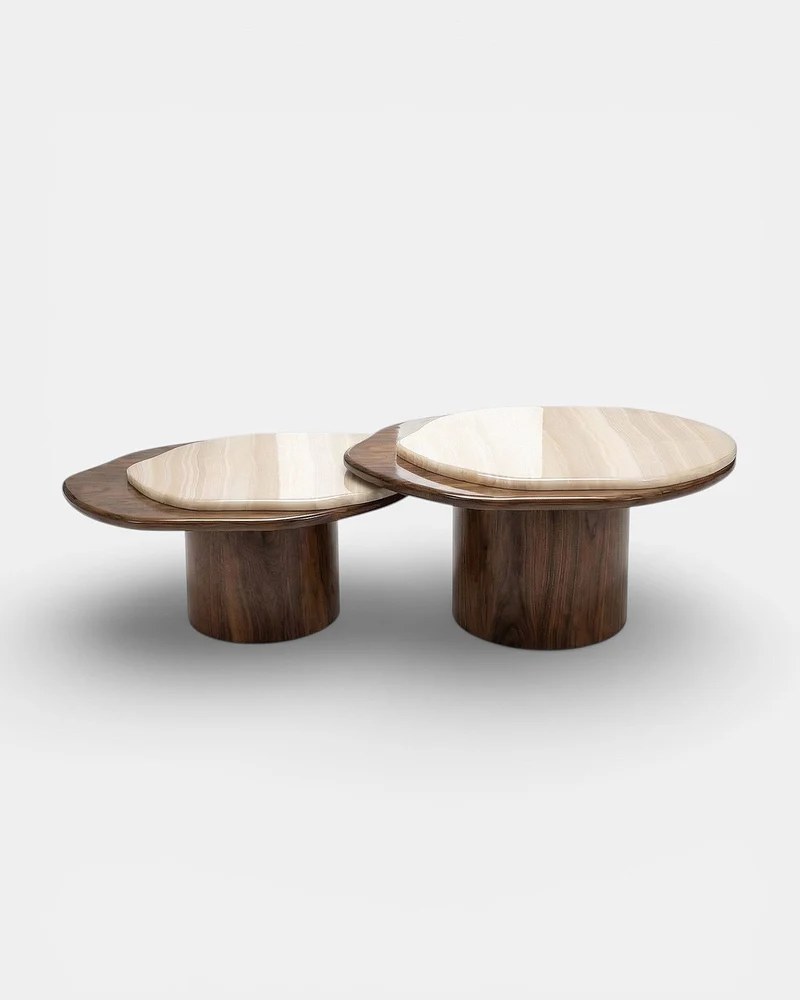 Nuga Duo Wood And Vanilla Onyx Coffee Table