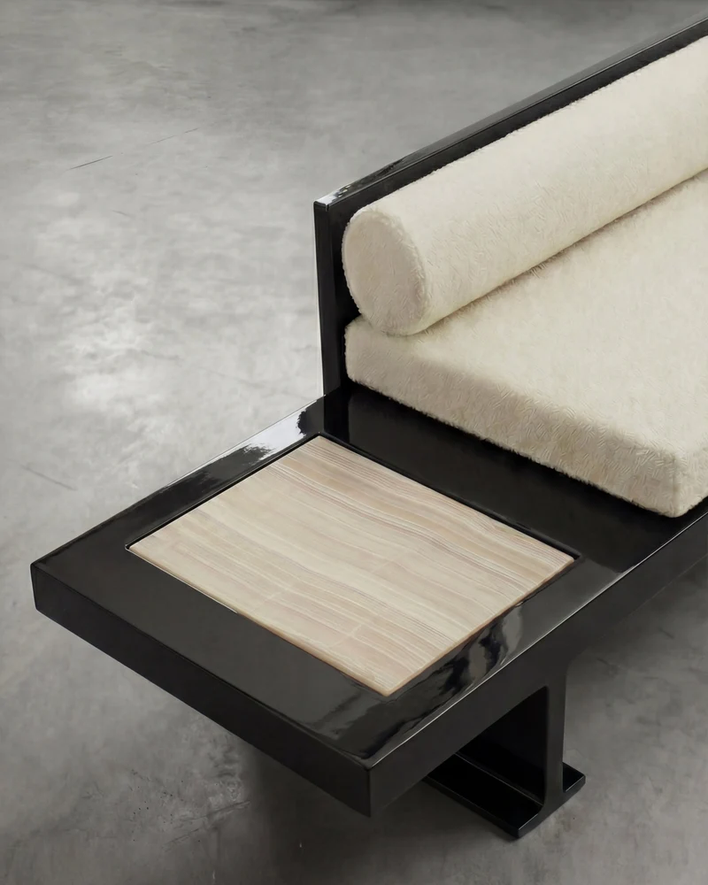 Phoebe Black And Ivory Onyx Bench