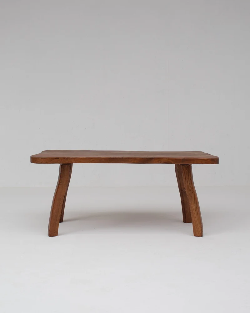 Handcrafted Sculptural Brutalist Solid Elm Side Table
