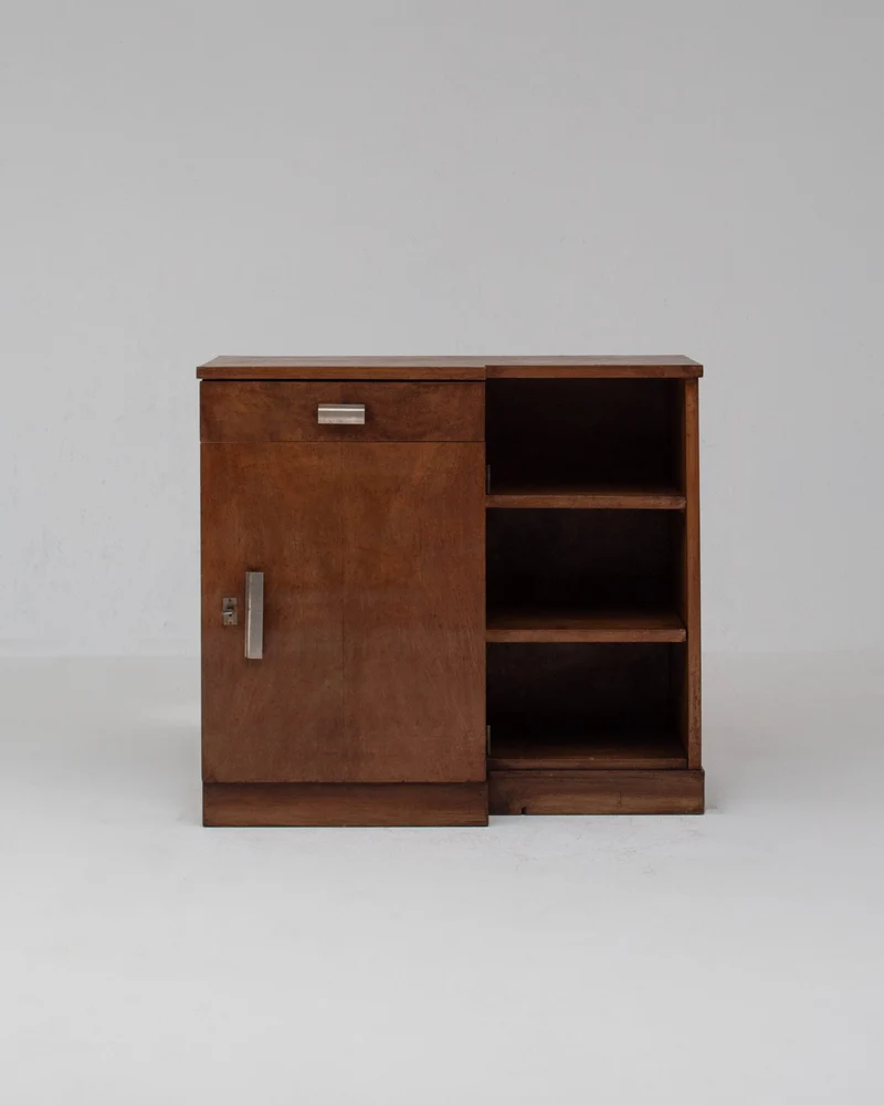 Art Deco Nightstand with Chrome Handles