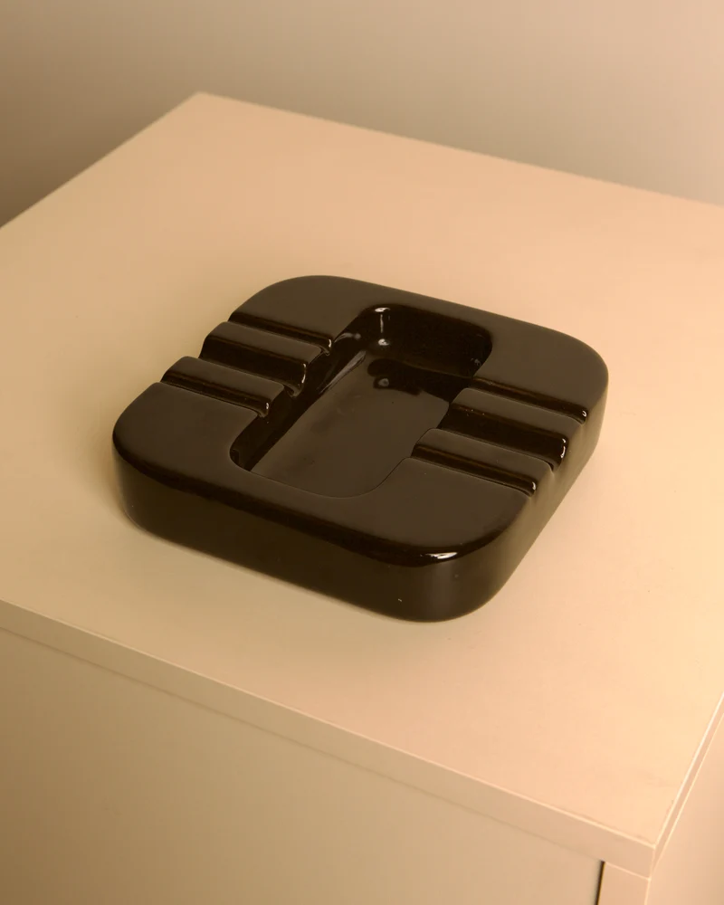 Italian Brown Ceramic Ashtray by Sicart Cartigliano, 1960s