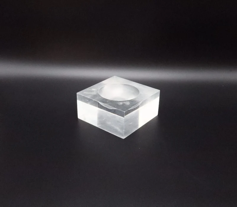 Vintage Minimalist Space Age Clear Lucite Cube Ashtray – 1970s