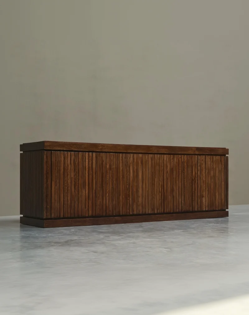 Exceptional and Unique Freestanding Sideboard in Solid Oak, Belgium, 1970s