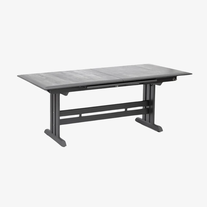 HEGOA - Table repas extensible 184/243 - Aluminium gris espace - HPL céramique grise