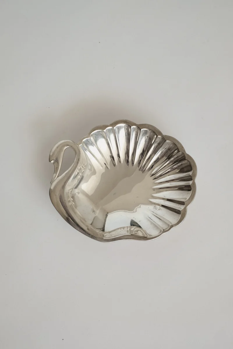 Vintage Silver-Plated Swan Shell Dish