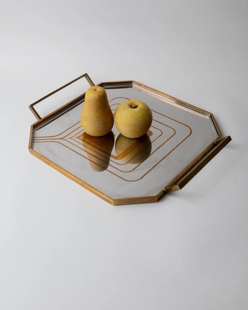 1970s Octagonal Stainless Steel Tray