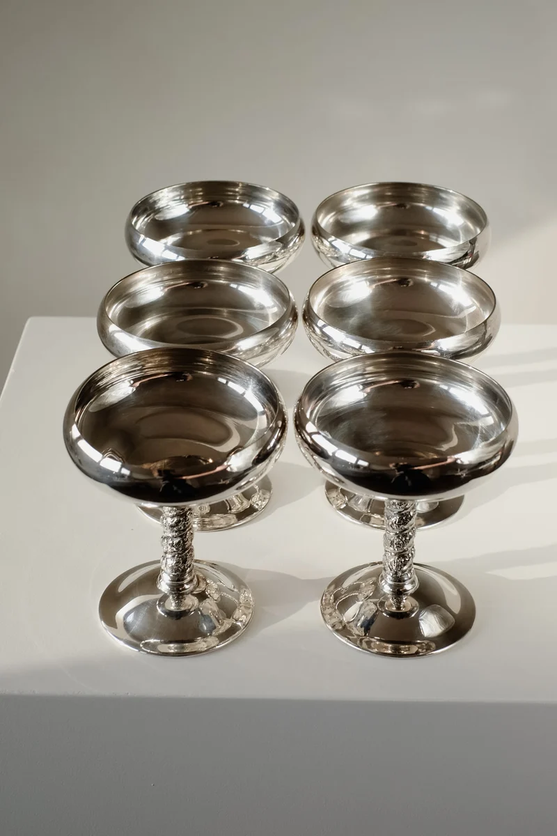 Set of 6 Silver Coupes