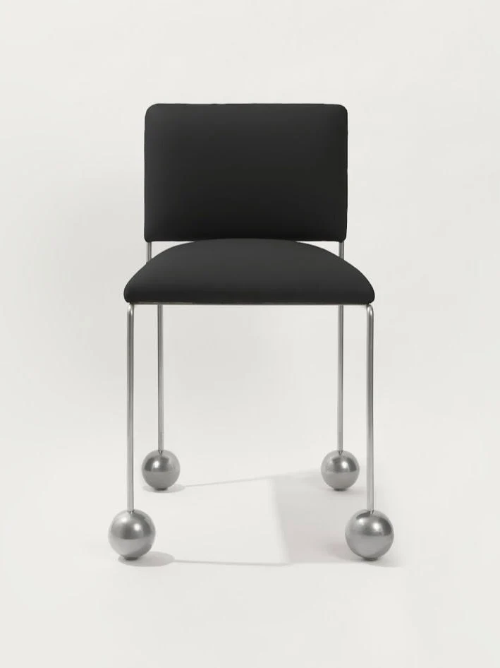 Ball Foot Sculptural Chair in Vegan Leather