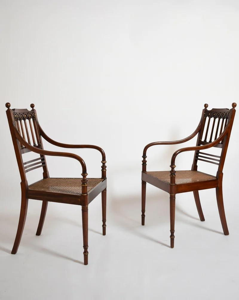 Pair of George III style armchairs, XIXth c.