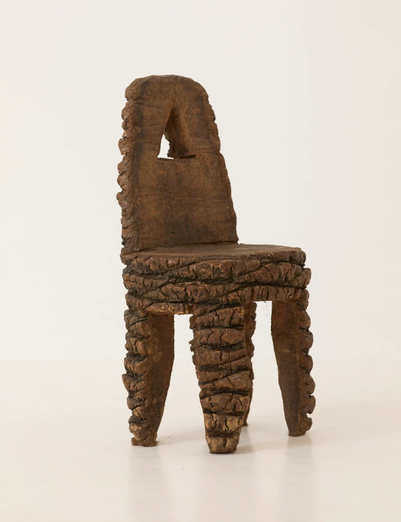 Small Artisanal Brutalist Chair in Solid Palm Tree C. 1970