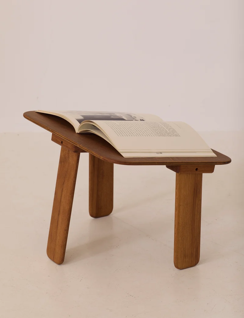 Small dismountable wooden meditation table by Alain Gaubert, France circa 1980