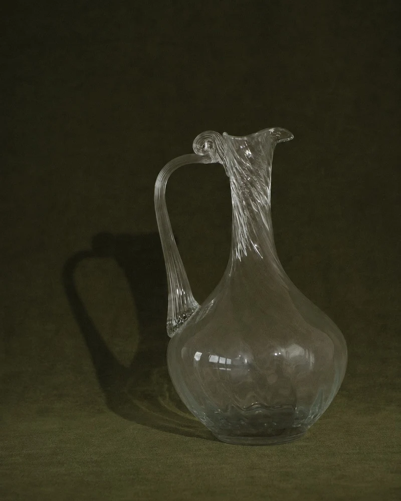 Hand-Blown Vintage Glass Pitcher