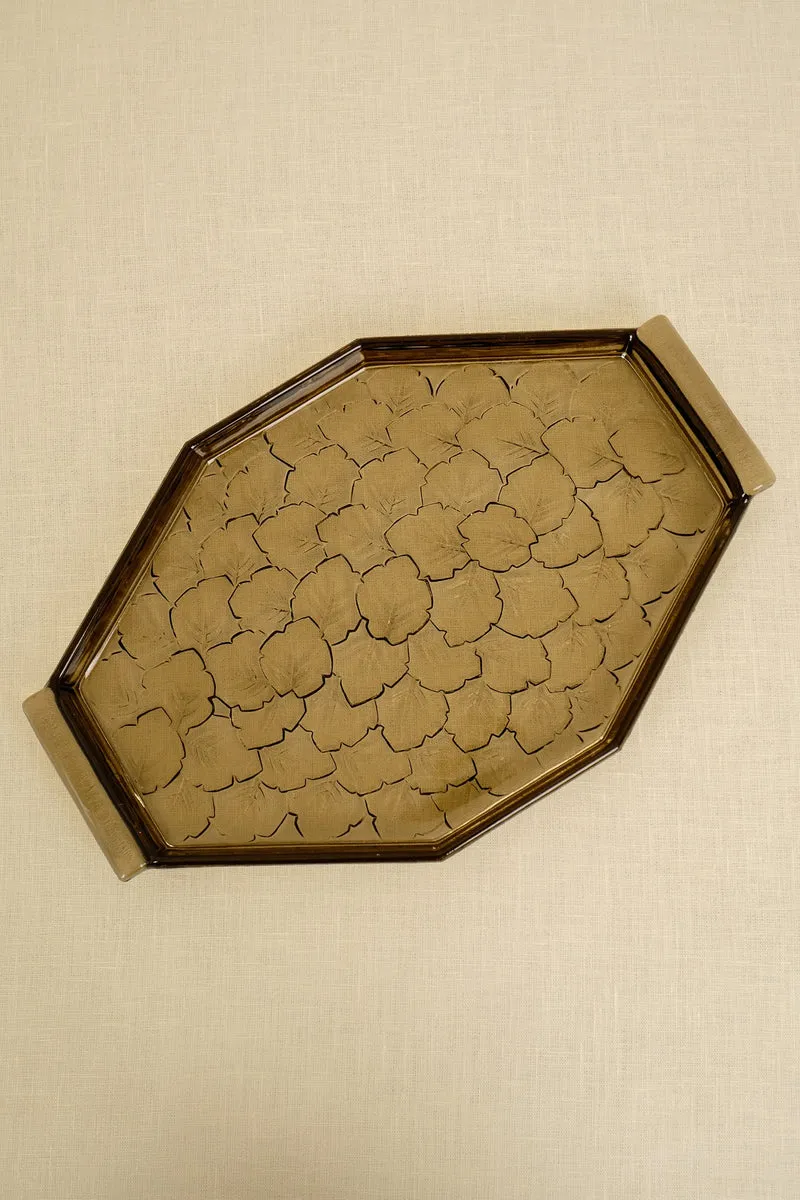 Art Deco Smoked Glass Serving Tray