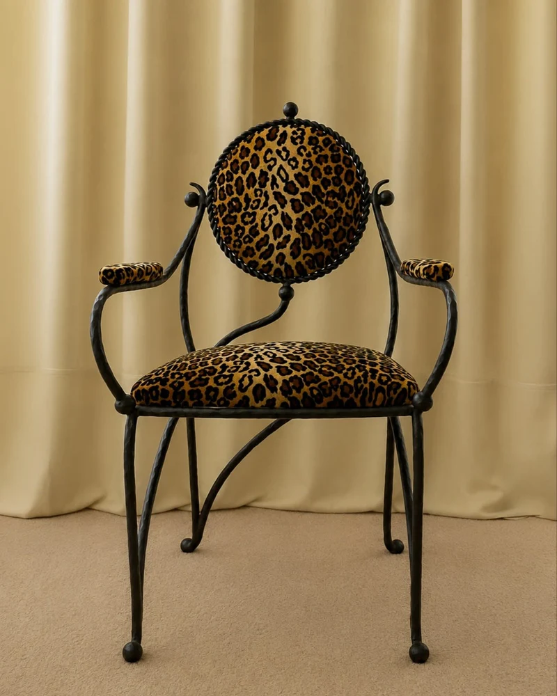 Pair of Galante Hammered Wrought Iron Armchairs