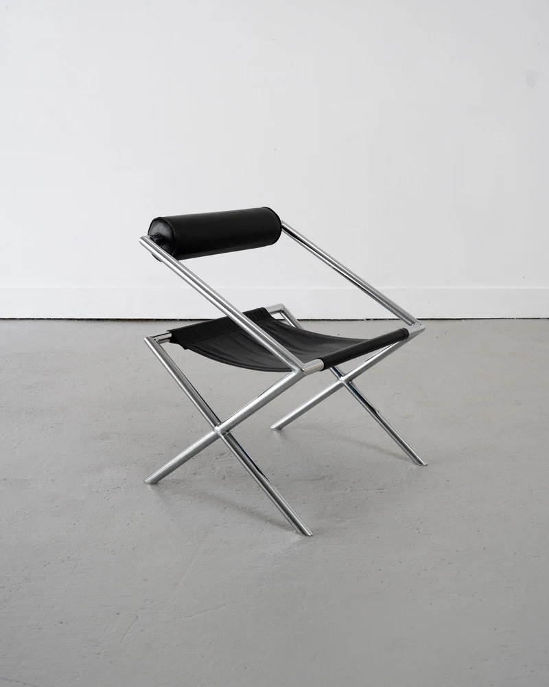 Postmodern Tubular Leather Sling Chair