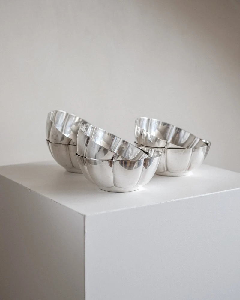 Set of 6 Silver-Plated Bowls 1960s