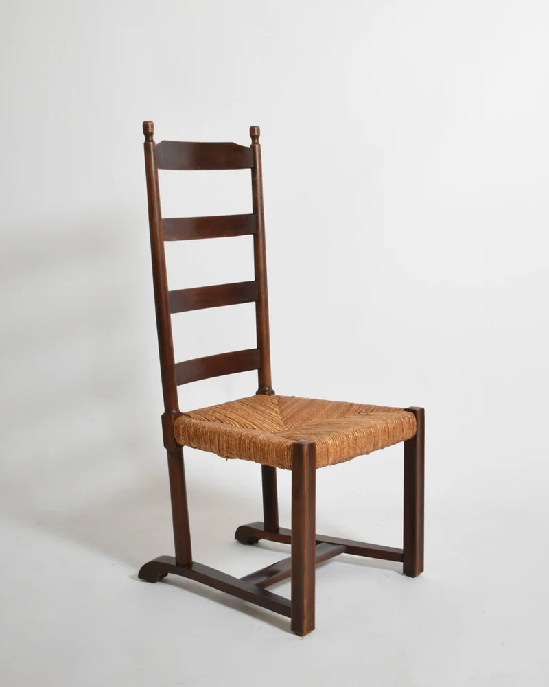 Wood and Straw Low Chair, 1950s