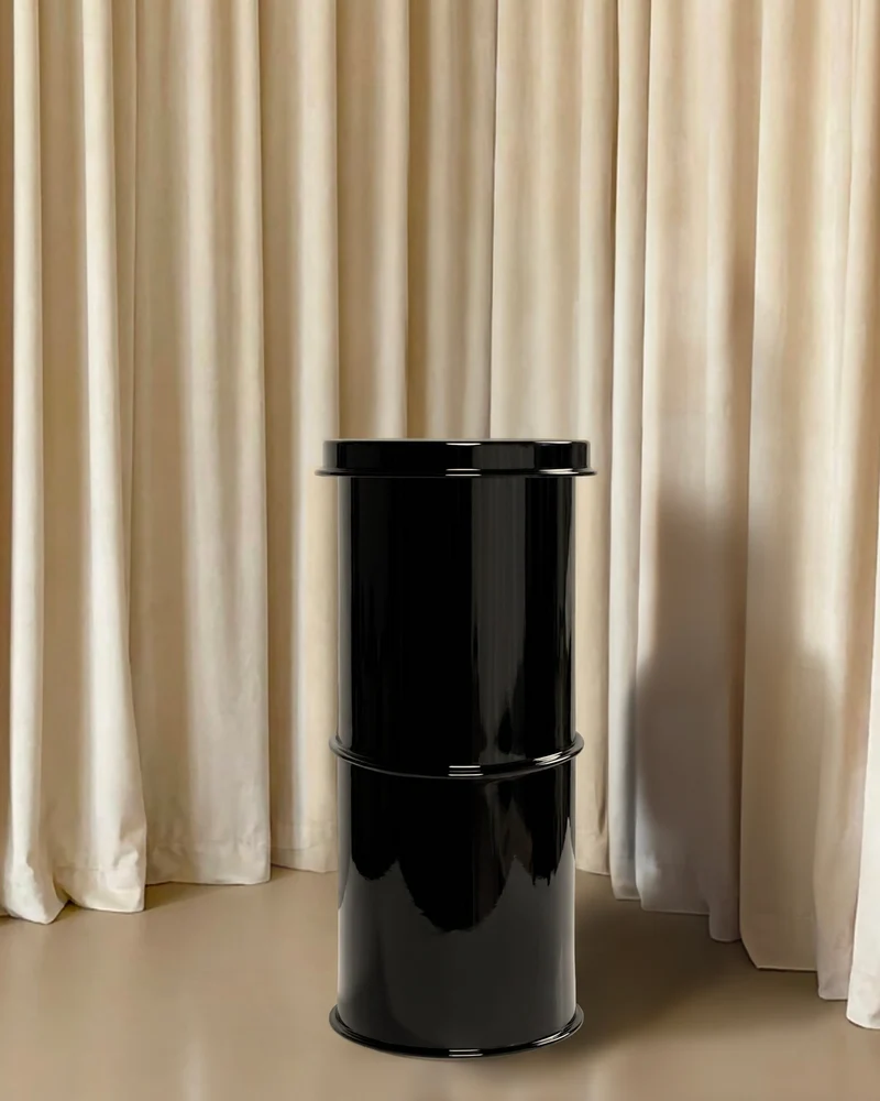 Contemporary End Tables - Modern Cylindrical Glossy Black Pedestal