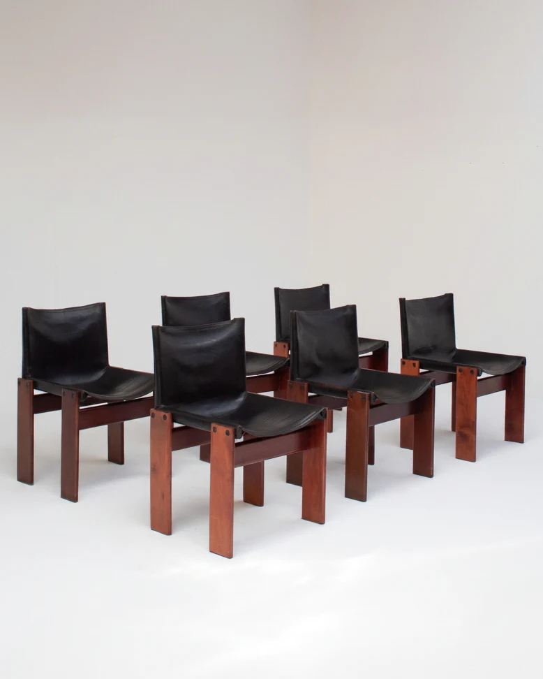 Set of 6 Monk Chairs by Afra & Tobia Scarpa for Molteni