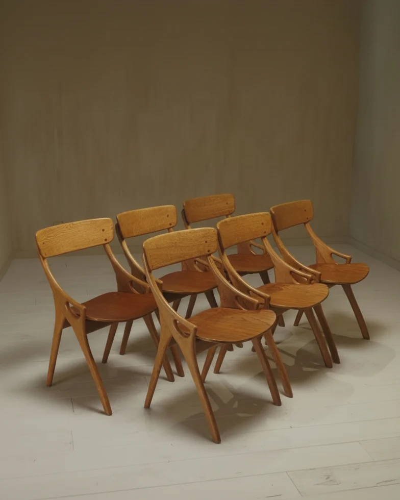 6 Arne Hovmand Olsen Dining Chairs for Mogens Kold Mobelfabrik 1959