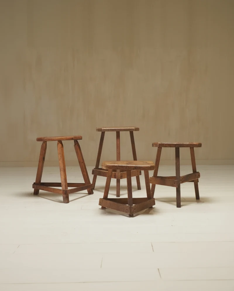Set of 19th Century English Antique Oak Cutler's Stools