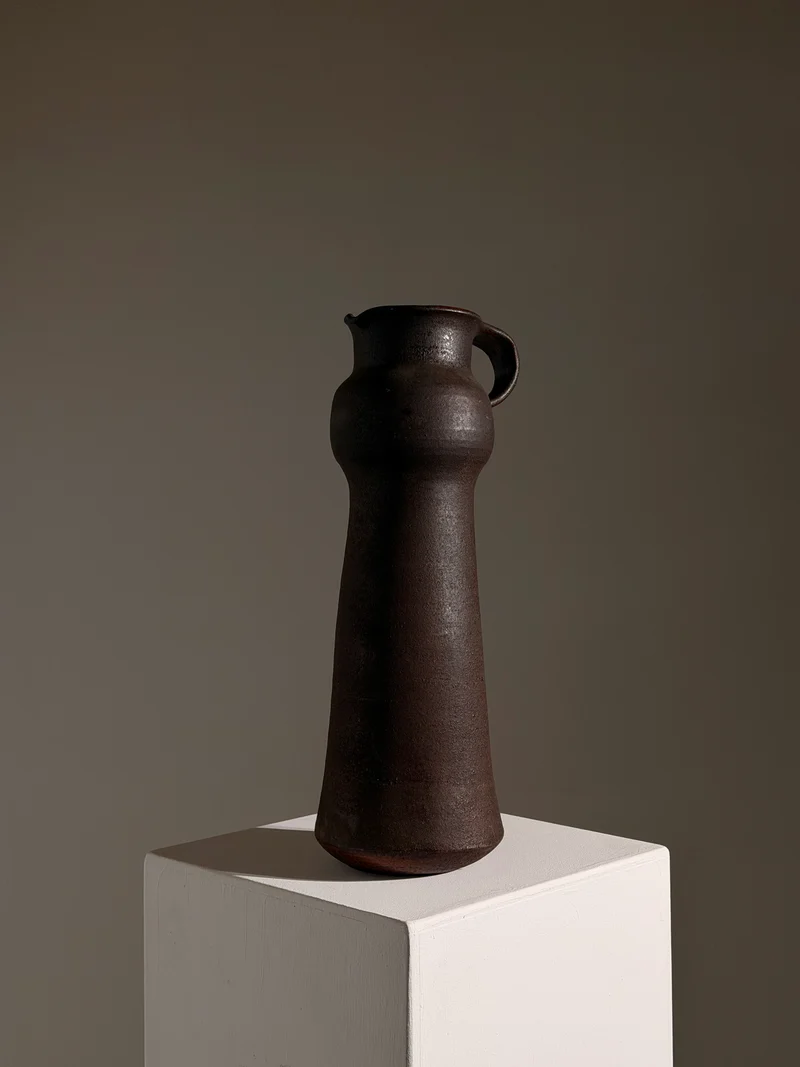 Large wood-fired pitcher by Michel & Nicole Anasse, Vallauris, circa 1960