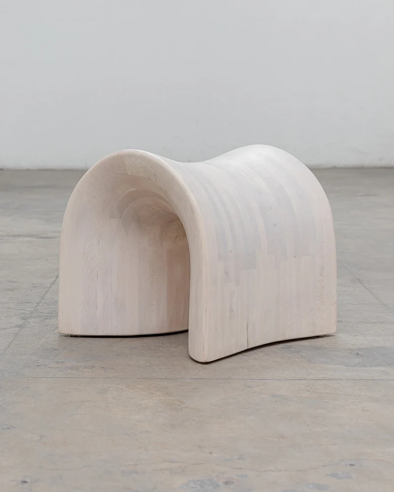 Solid Oak Stool - TORO Series, Cream Wash Finish