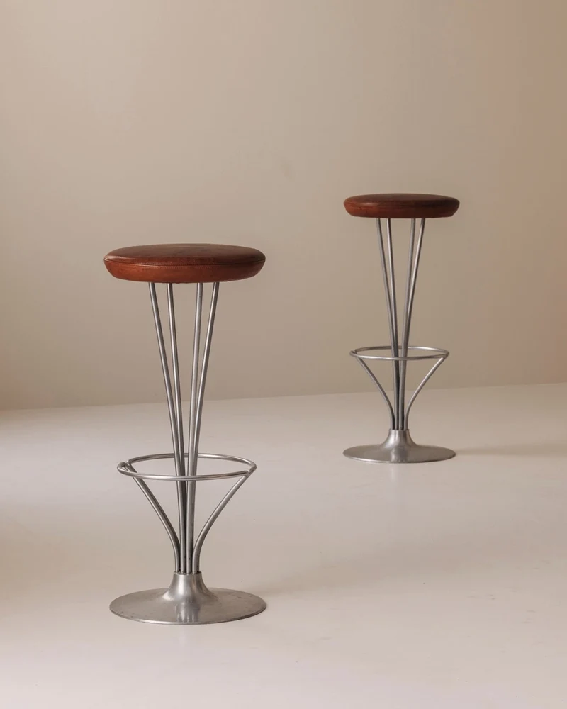 Set of Two Bar Stools by Piet Hein for Fritz Hansen, Denmark, 1960s