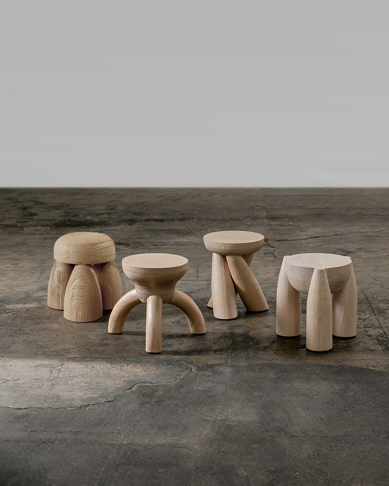 Solid Wood Set of Four Stools - ELEMENTOS