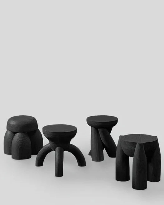 Solid Wood Set of Four Stools - ELEMENTOS
