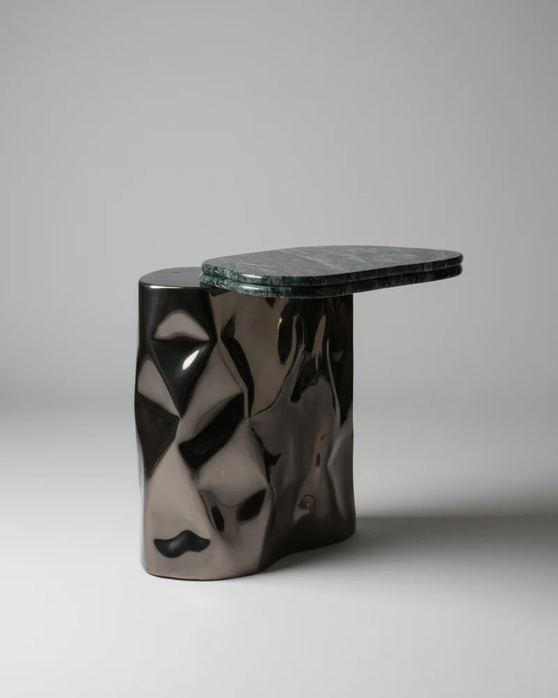 Steel and Stone Side Table - Colgada Series